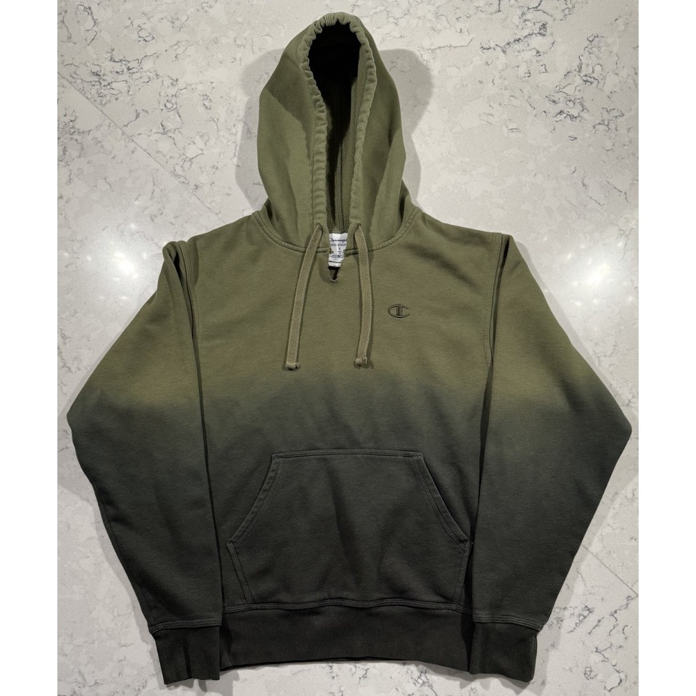 Champion Hoodie Mens Small Green Ombre Fleece Athleisure Casual Embroidered Logo